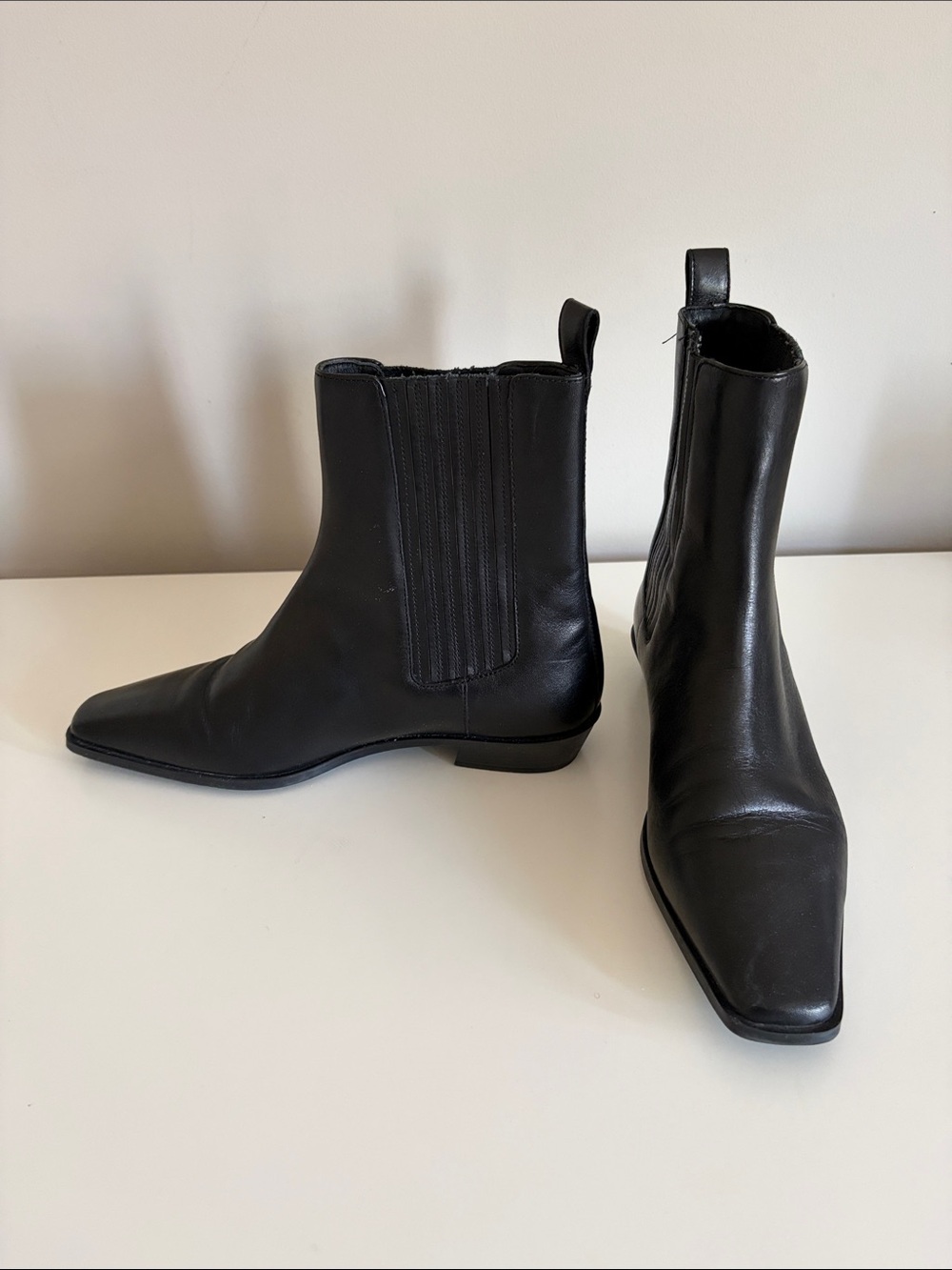 H&M Black Leather Khaite Maria Dupe Ankle Boots - Women's Chelsea 39.5 8.5